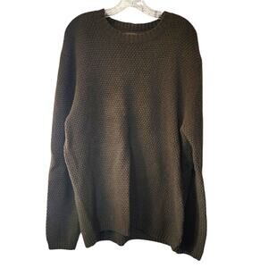 Toad & Co Green Lambswool Malamute Waffle Knit Elbow Patch Textured Sweater XL